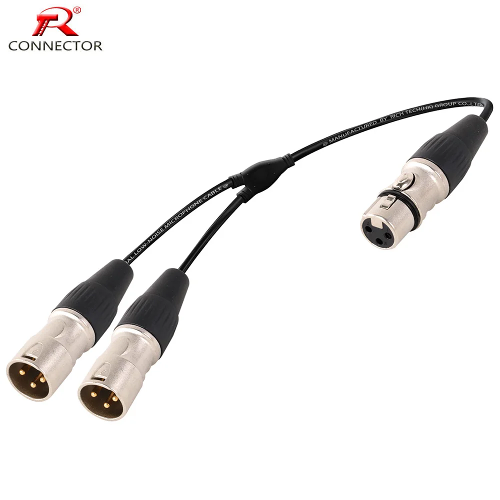 Кабель-разветвитель XLR, штекер/гнездо XLR на двойной гнездо XLR, Y-образный разветвитель, 3-контактный сбалансированный адаптер для освещения