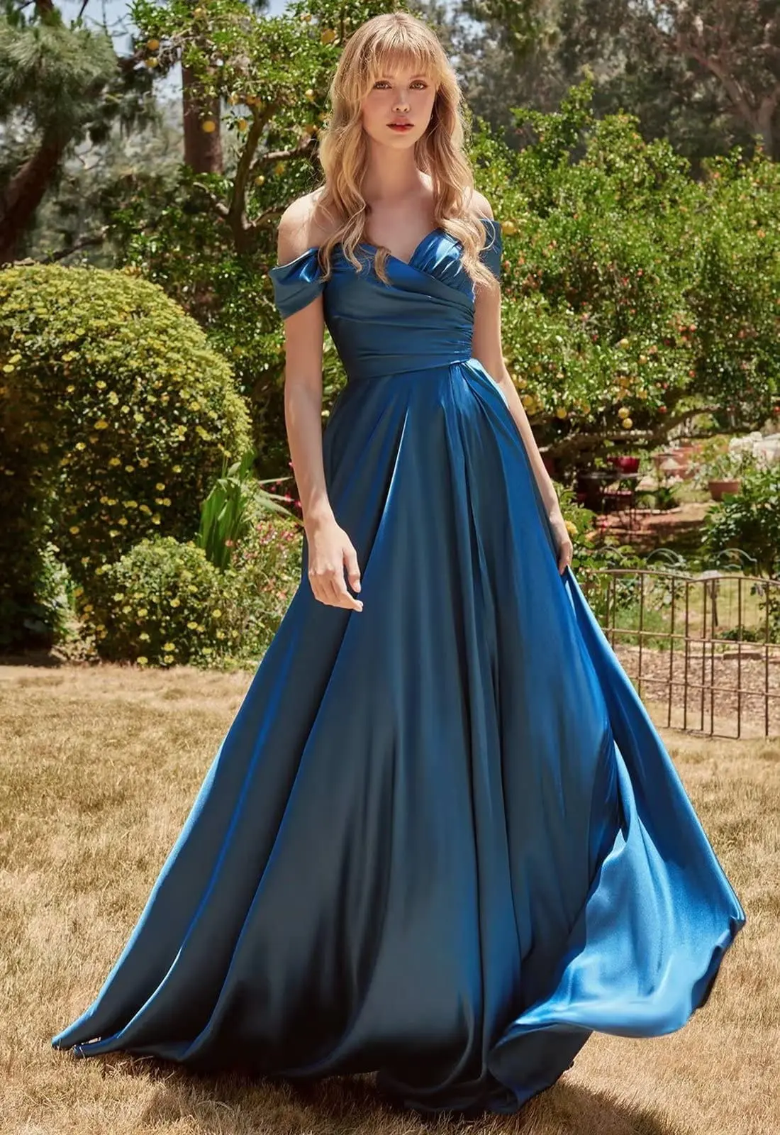 Schulter freie Satin Ballkleider mit geteiltem Schatz Brautjungfer kleid elegantes A-Linie formelles Abendkleid für Hochzeits feier