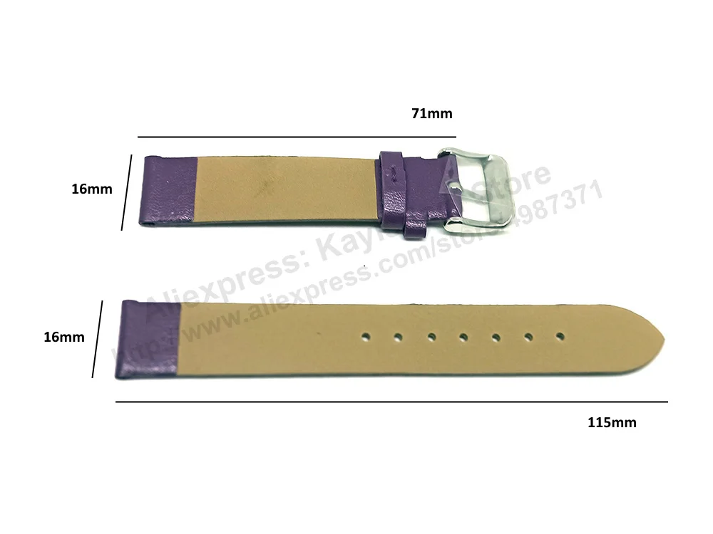 Fossil ES4727 Fits with 16mm Purple Faux Leather Replacement Watch Band Strap