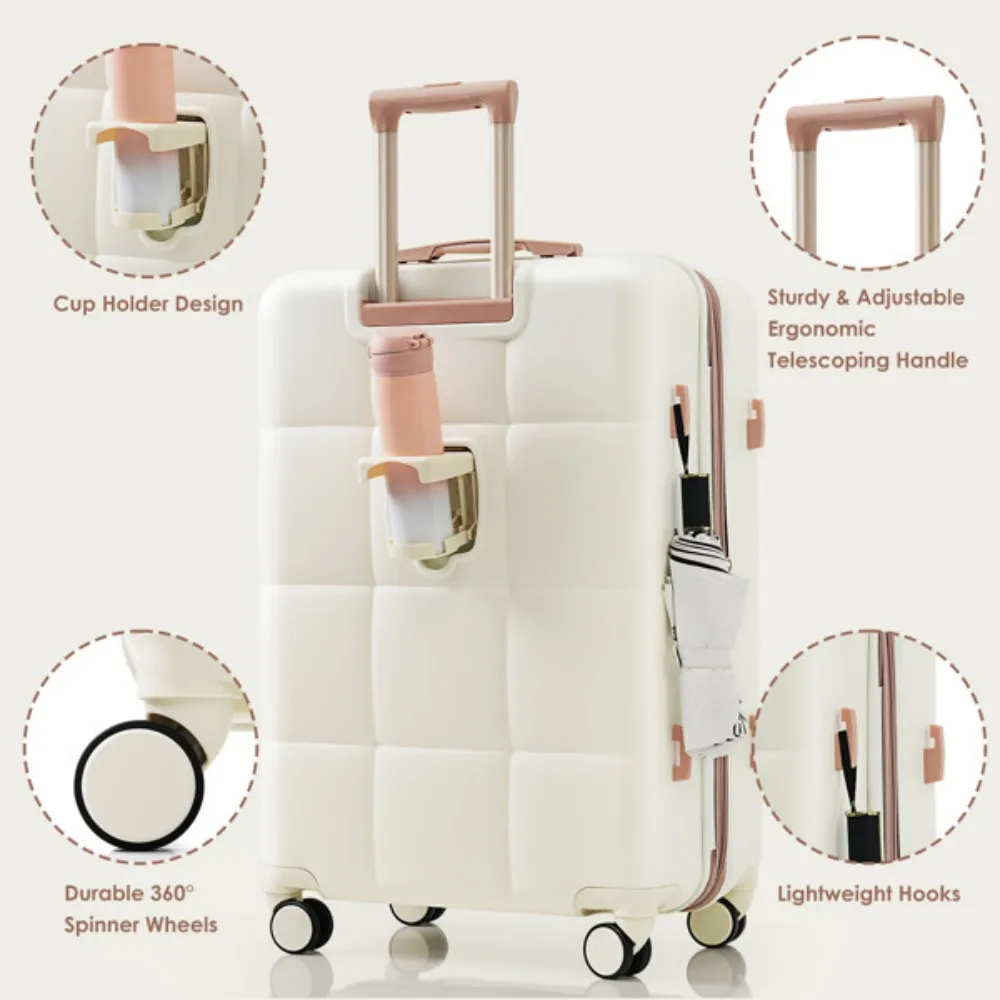 Ensembles de bagages 4 pièces 20 pouces avec port USB valise extensible ABS Durable avec sac de voyage porte-gobelet roues Spinner ABS