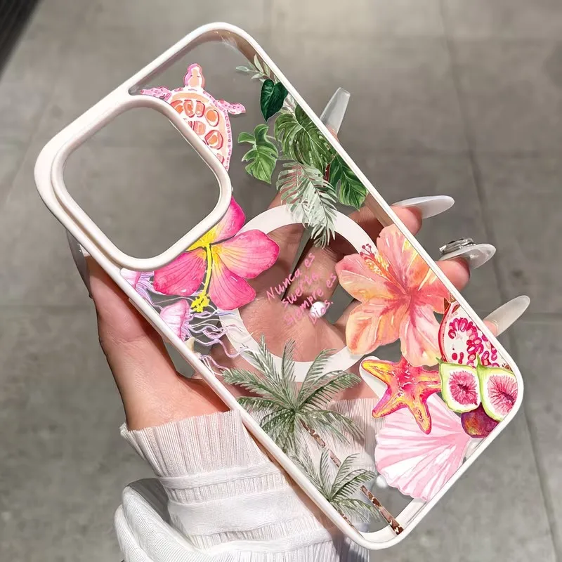 Capa de Celular Tropical Ocean Coconut Grove para iPhone 17 16 15 14 13 12 11 Pro Xs Max Plus Air Mini XR X 17e 16e com Magsafe