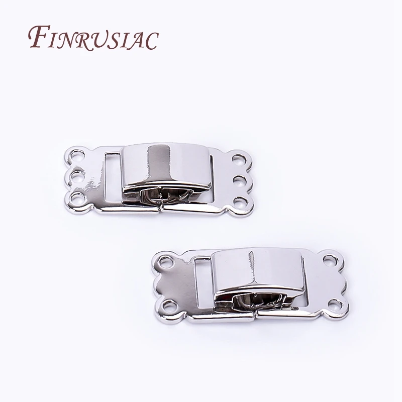 Rhodium Plated 2/3 Row Lock Clasps Connector, Fasteners Clasps For DIY Bracelet Necklace Supplies