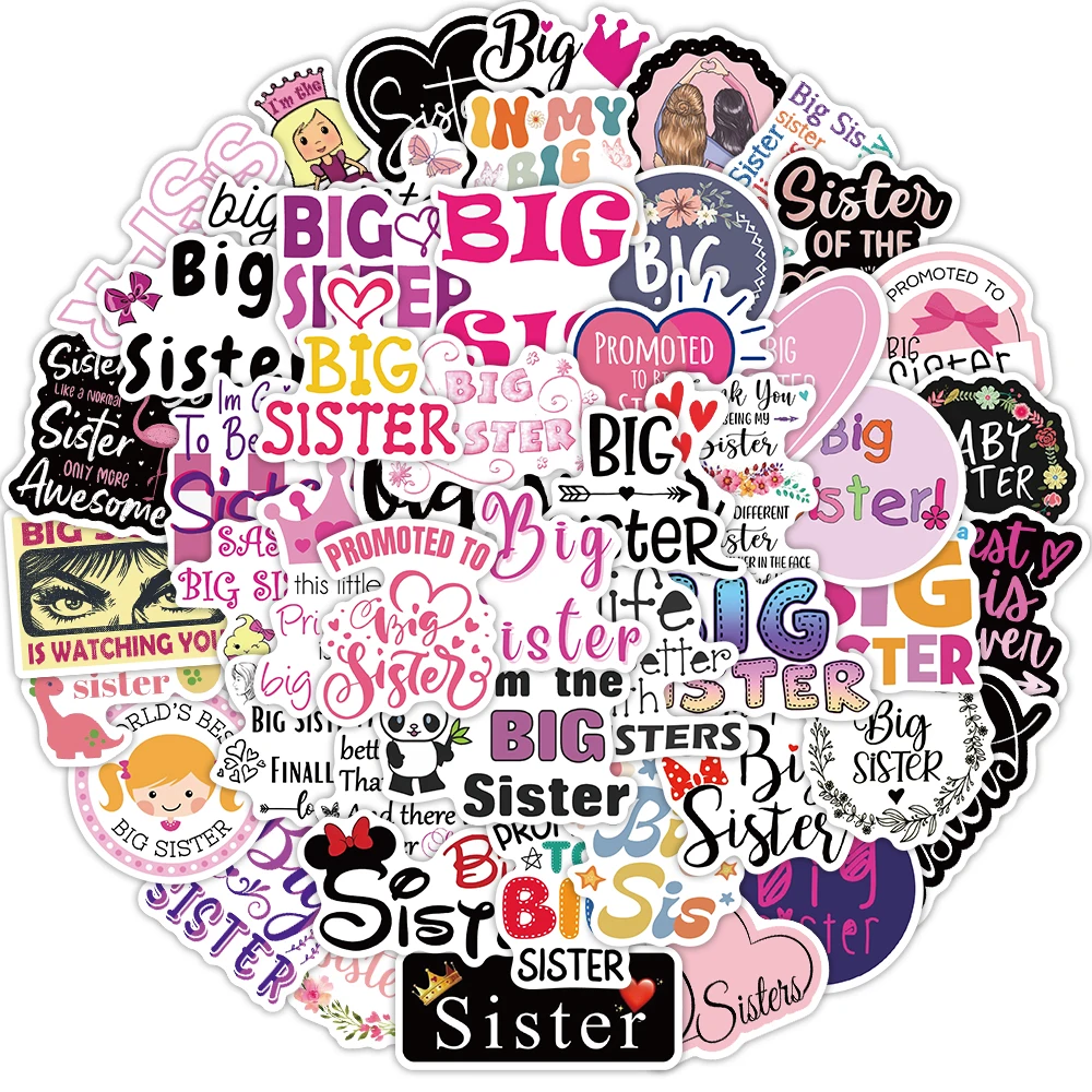 50PCSBig Sister ملصق الكتابة على الجدران الديكور الغيتار اللوحي DIY الأمتعة المحمول جراب هاتف لعبة ملصق مضاد للمياه