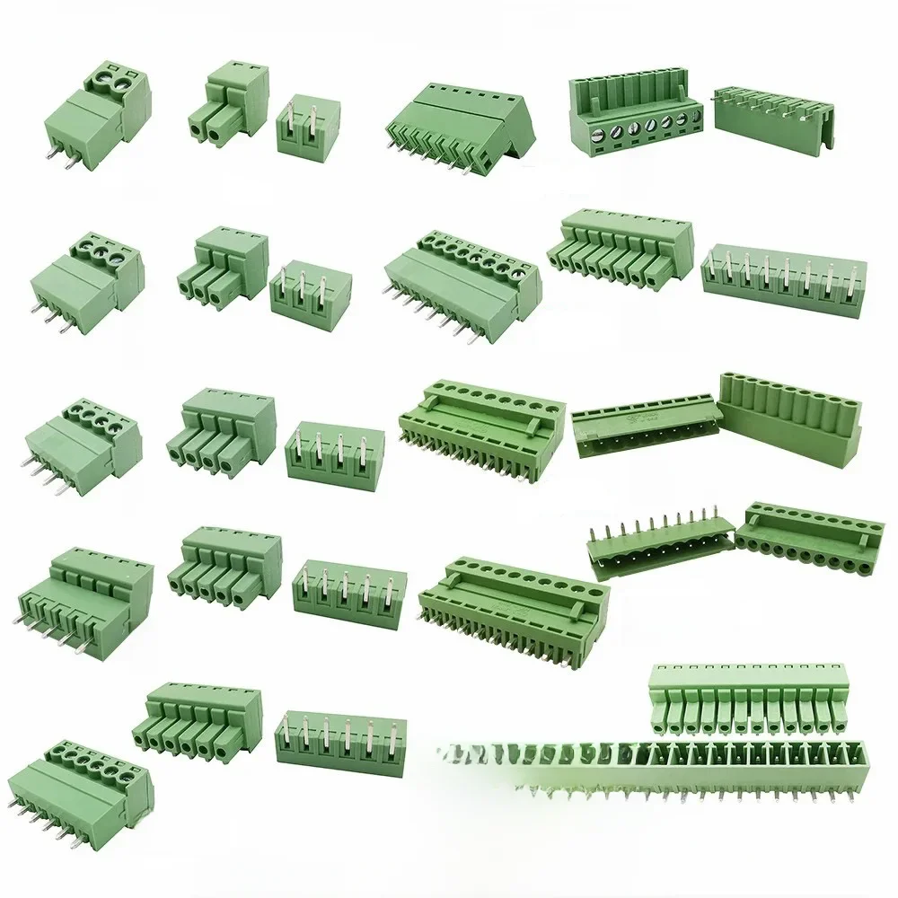5 paires KF2EDG 15EDG 3.5mm/3.81mm/3.96mm/5.08mm PCB bornier à vis connecteur broche en-tête prise droite/Angle droit 2-12 broches