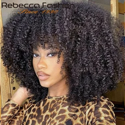 Rebecca 200% Density Short Afro Kinky Curly Human Hair Wigs With Bangs Sassy Fluffy Growth Natural Wigs Full Machine Made Wigs
