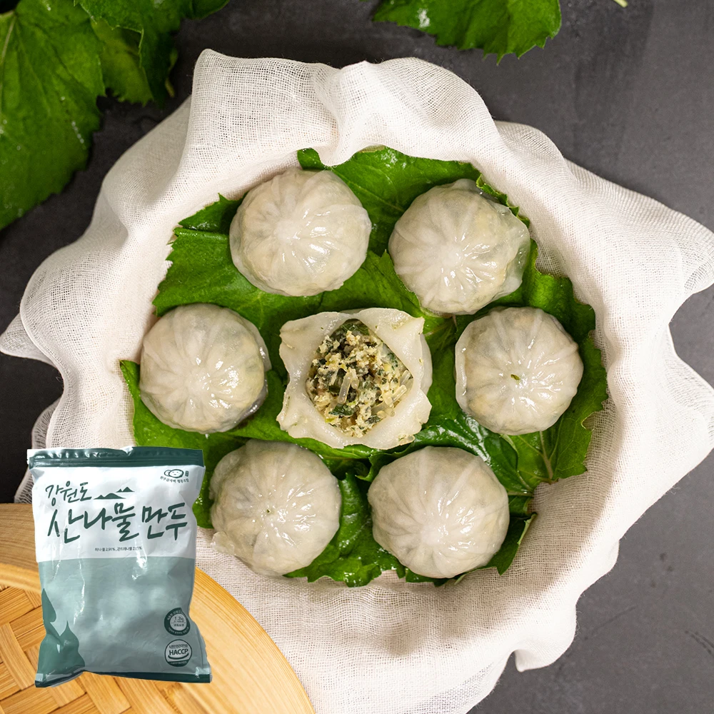 Tobaki Gangwon-do Wild Vegetables Dumplings (1 Pack of 1.2kg)