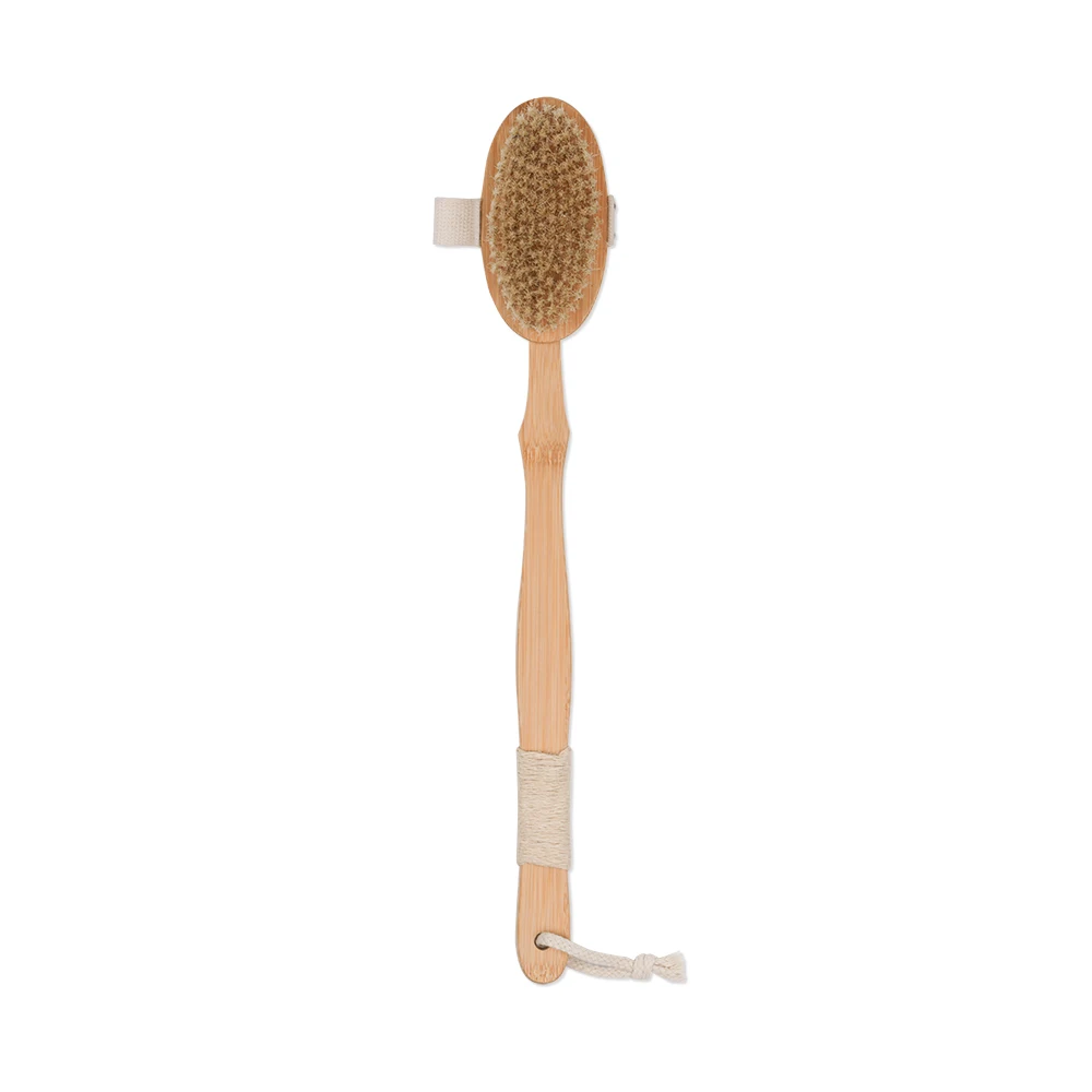 Natural Bristles Bath Brush for Men Women Long Wooden Handle Skin Exfoliating Body Massage Back Scrubber Bathing Supplies