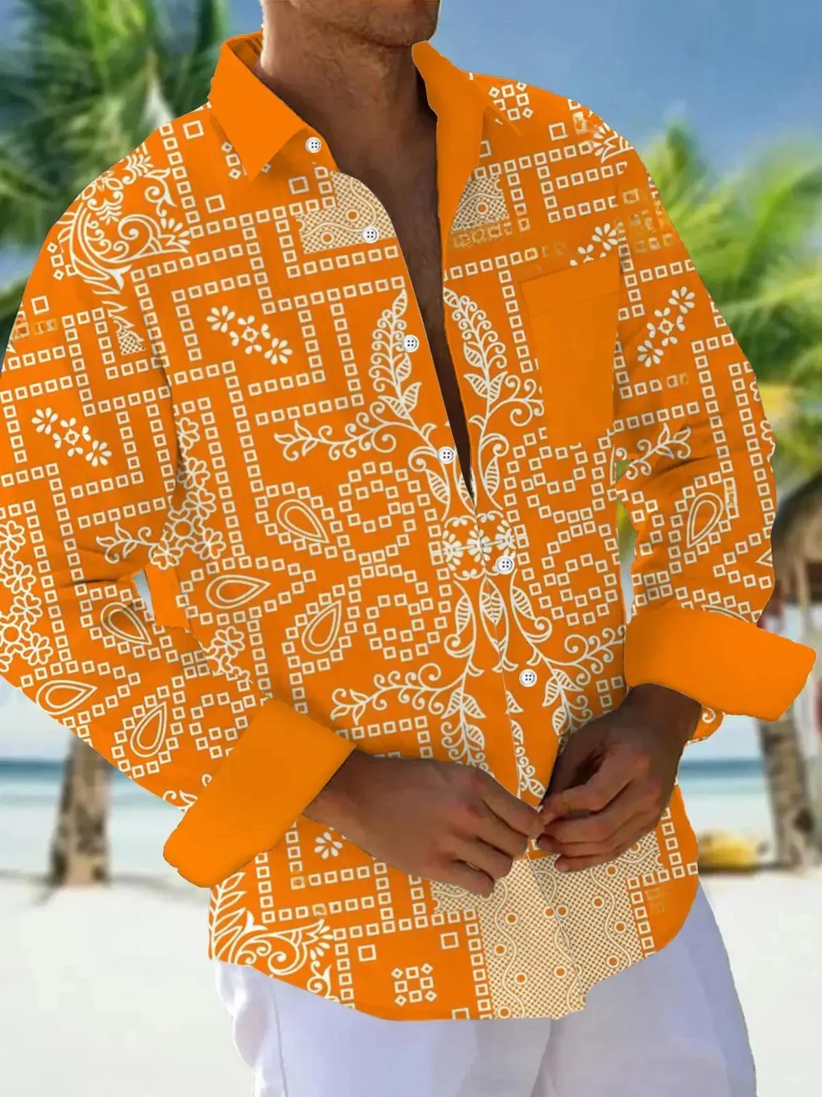 Chemises pour hommes, chemises boutonnées, chemises décontractées, printemps et été, manches longues imprimées, quotidien, à la mode, confortables