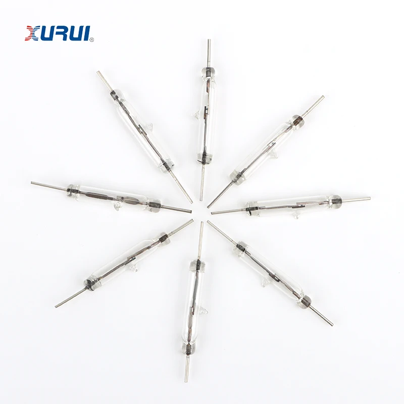 10PCS XGH-8 XURUI Reed Switch, Magnetic Round-lead Reed Switch, 8×50mm Normally Open Induction Switch Contact, For Arduino