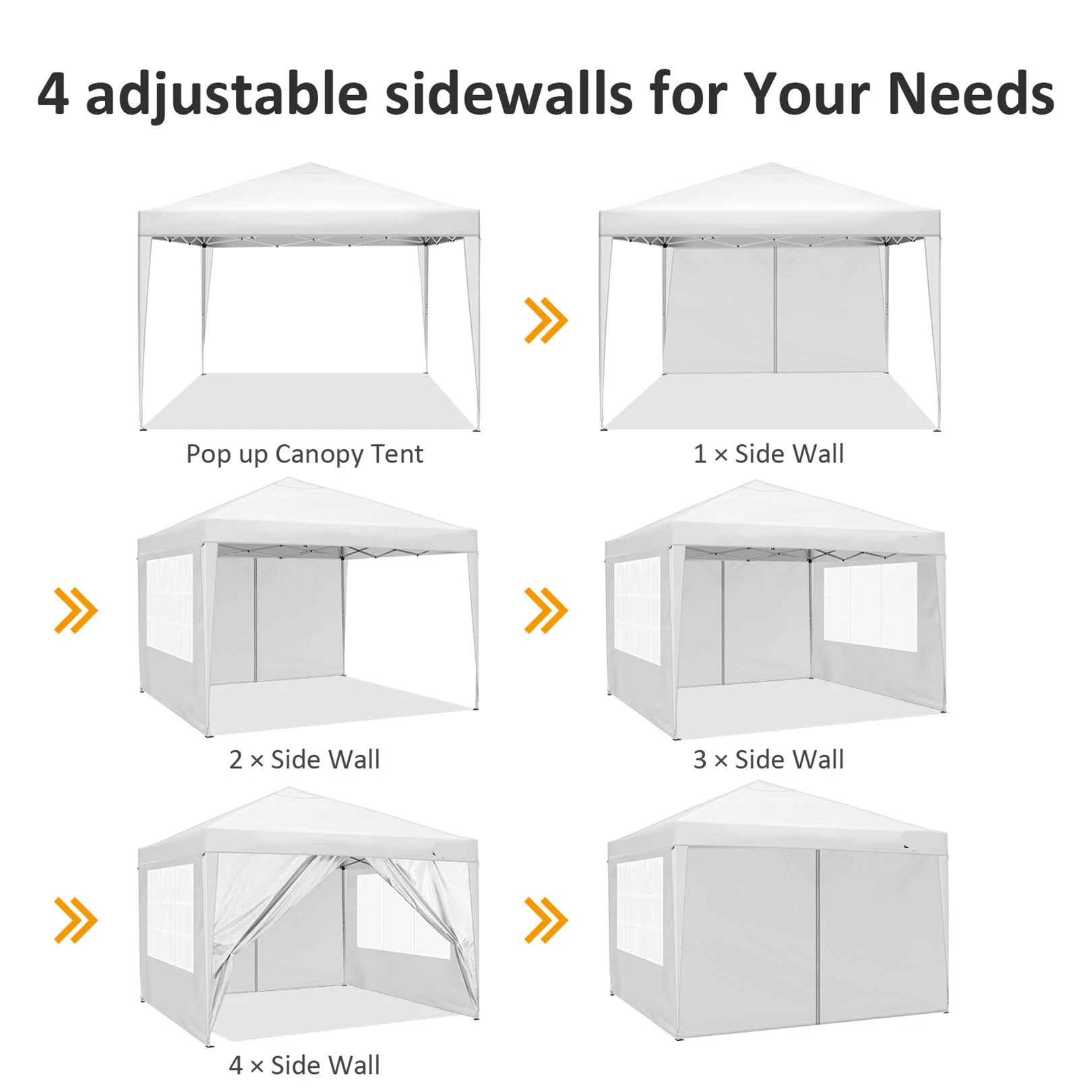 10x10FT خيمة المظلة المنبثقة مع 4 خيام الجدران الجانبية للحفلات مقاوم للماء التخييم المظلة Ez Up خيمة الحفلات في الهواء الطلق المحمولة أكشاك #4