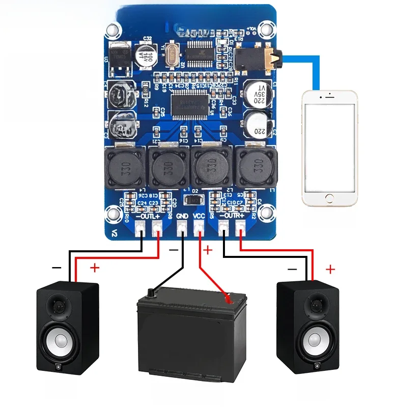 XH-M314 Ultra Clear Bluetooth Cyfrowy wzmacniacz mocy TPA3118 Podwójny moduł wzmacniacza audio 45W Dekodowanie AUX — zdjęcie 2