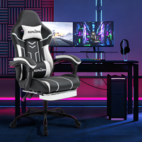 Ergonomic Gaming Chair with Footrest & Lumbar Support, Computer Office Chair, Black-White Adjustable Recliner