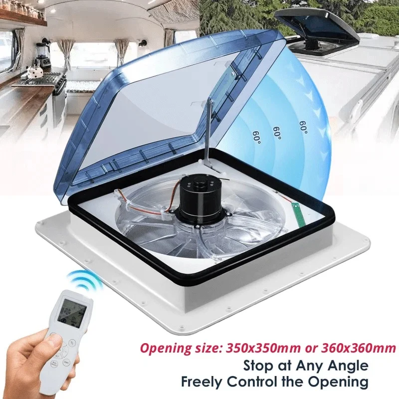 40*40 سنتيمتر 10 سرعة 12 فولت RV سقف تنفيس مروحة التحكم عن بعد عكسها مروحة العادم مع المطر الاستشعار كوة المنازل المتنقلة RV تنفيس مروحة #2