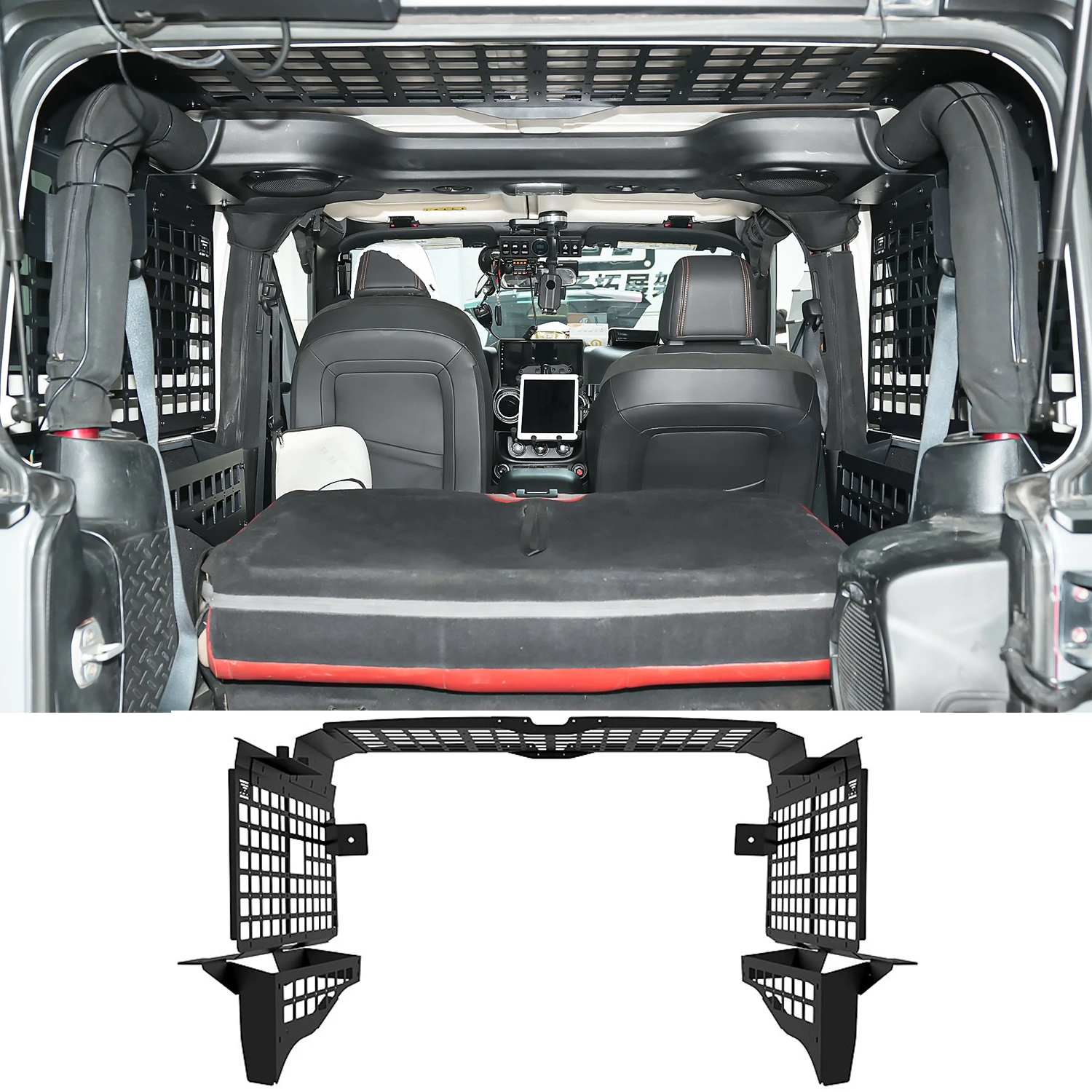 

Для Jeep Wrangler JK JL 2-дверный хардтоп 2007-2025: Модульная панель для хранения Molle, полка в багажник, багажник-органайзер, багажная полка