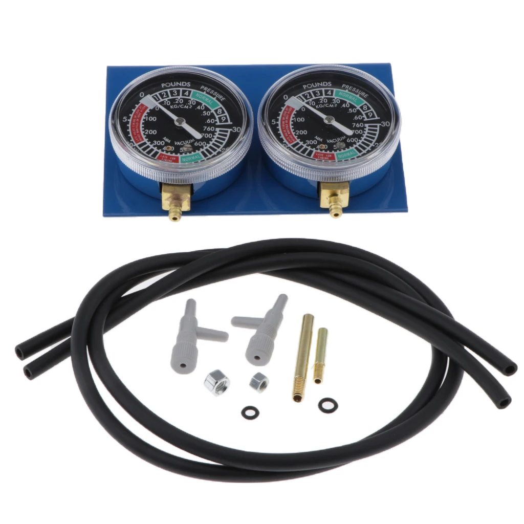 Precision 2 Cylinder Motorcycle Vacuum Gauge for Vacuum Hose/Connectors 15x10cm