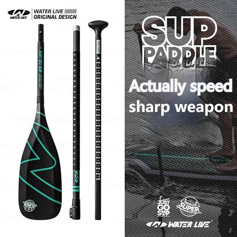 WATER LIVE Carbon Fiber Paddle 3 Sections Adjustable Sup Paddle Eva Anti Slip Portable Adults Teenagers Oars Water Sports Race