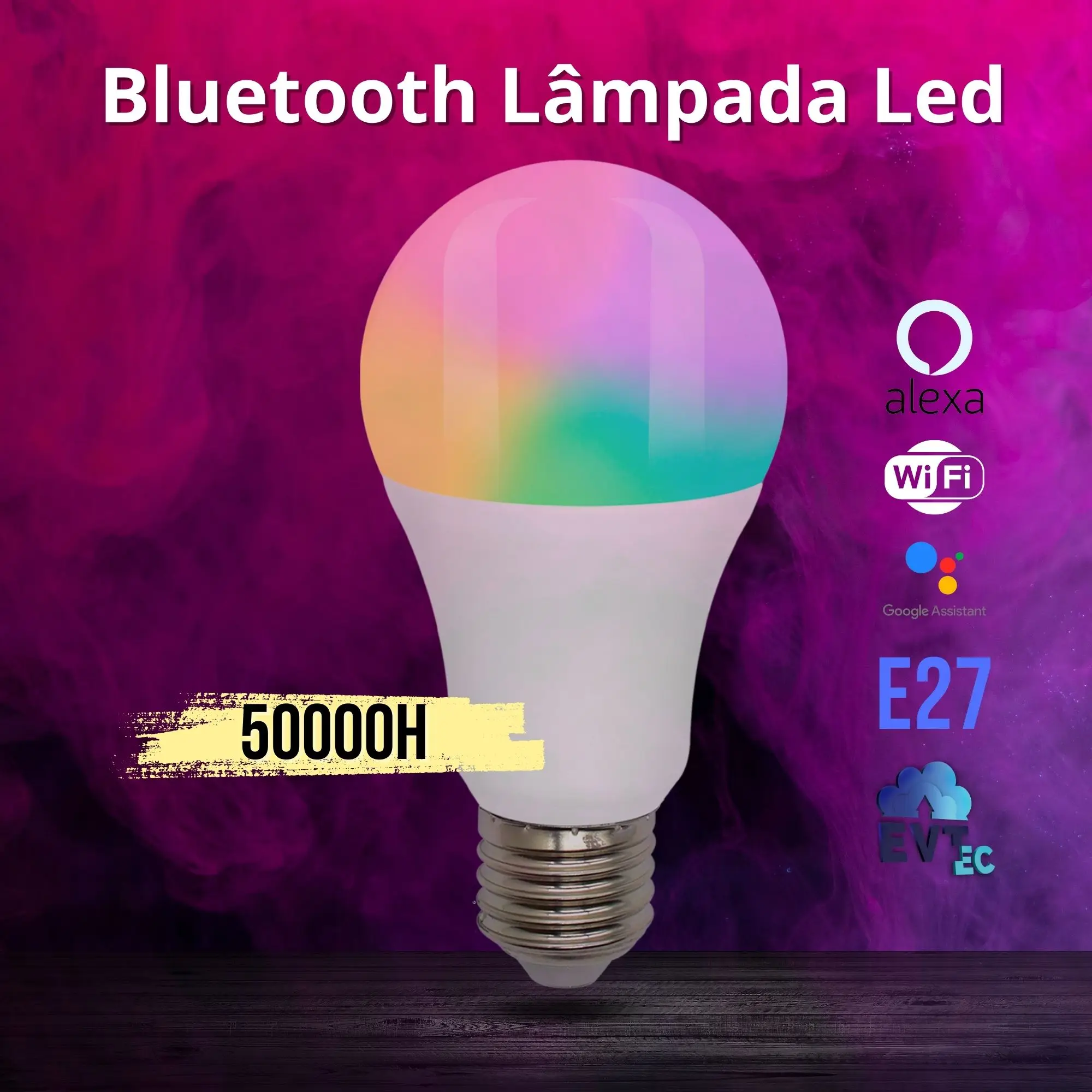 Smart Lamp Led Bulb Wifi Alexa Google 10W RGB C/ Dimerizavel With Scenes Function App Control