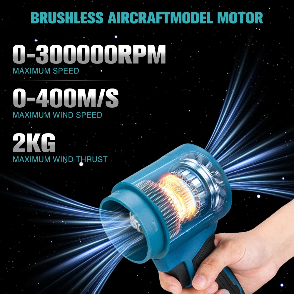 PXNBMB 300000 دورة في الدقيقة منفاخ توربو كهربائي بدون فرش مروحة نفاثة 400 متر/الثانية منفاخ أوراق الشجر المحمول تهب الغبار لدبابيس بطارية ماكيتا 18 فولت #2