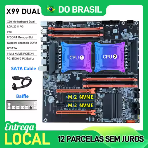 Brasil em estoque MLLSEPlaca-mãe X99 DUAL LGA 2011-3 CPU Socket C612 Mainboard DDR4 M.2 NVME Intel Xeon E Series Kit AI