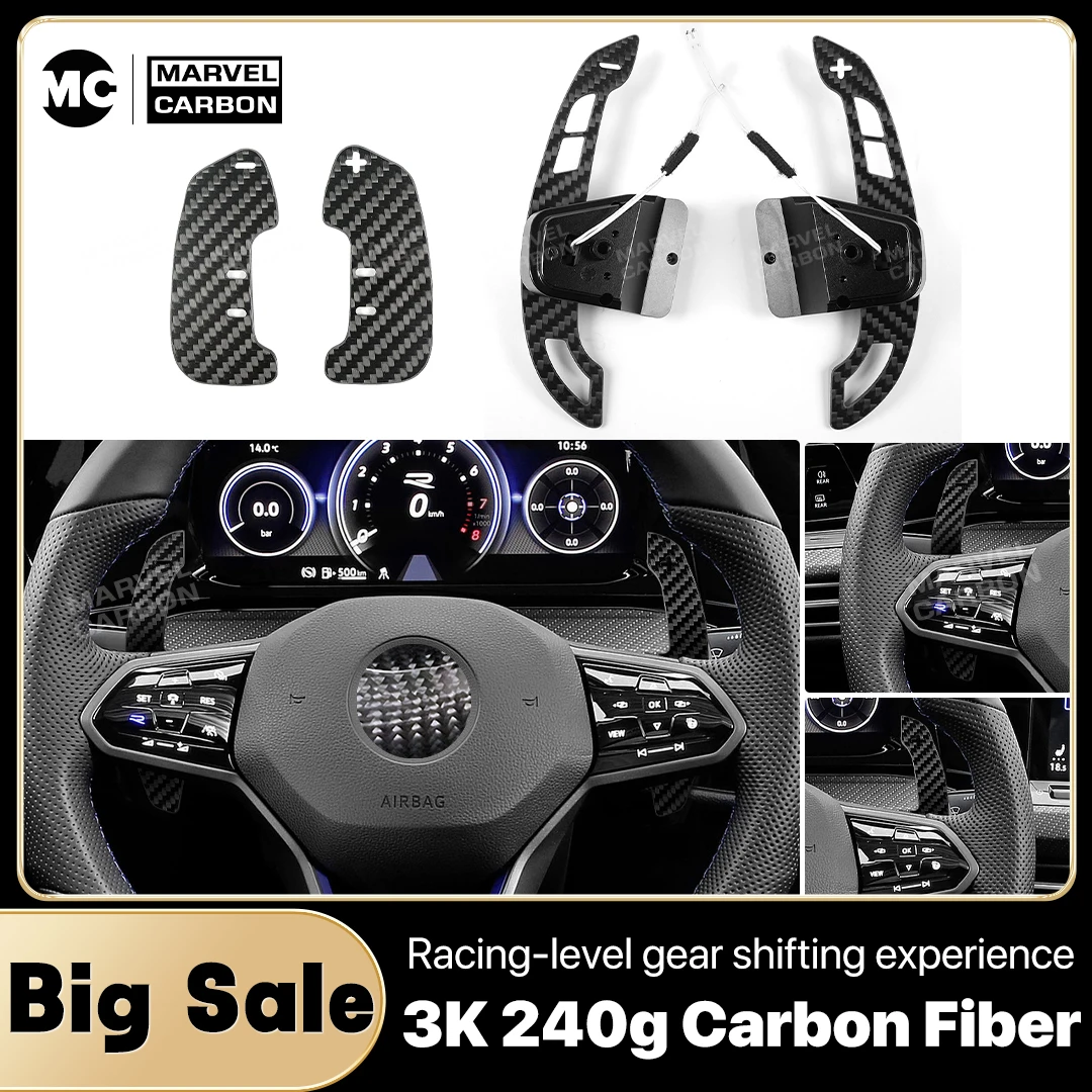 For VW Golf 8 MK8 GTI R R Line 2021 2022 2023 2024 2025 Carbon Fiber Magnetic Steering Wheel Paddle Shifters