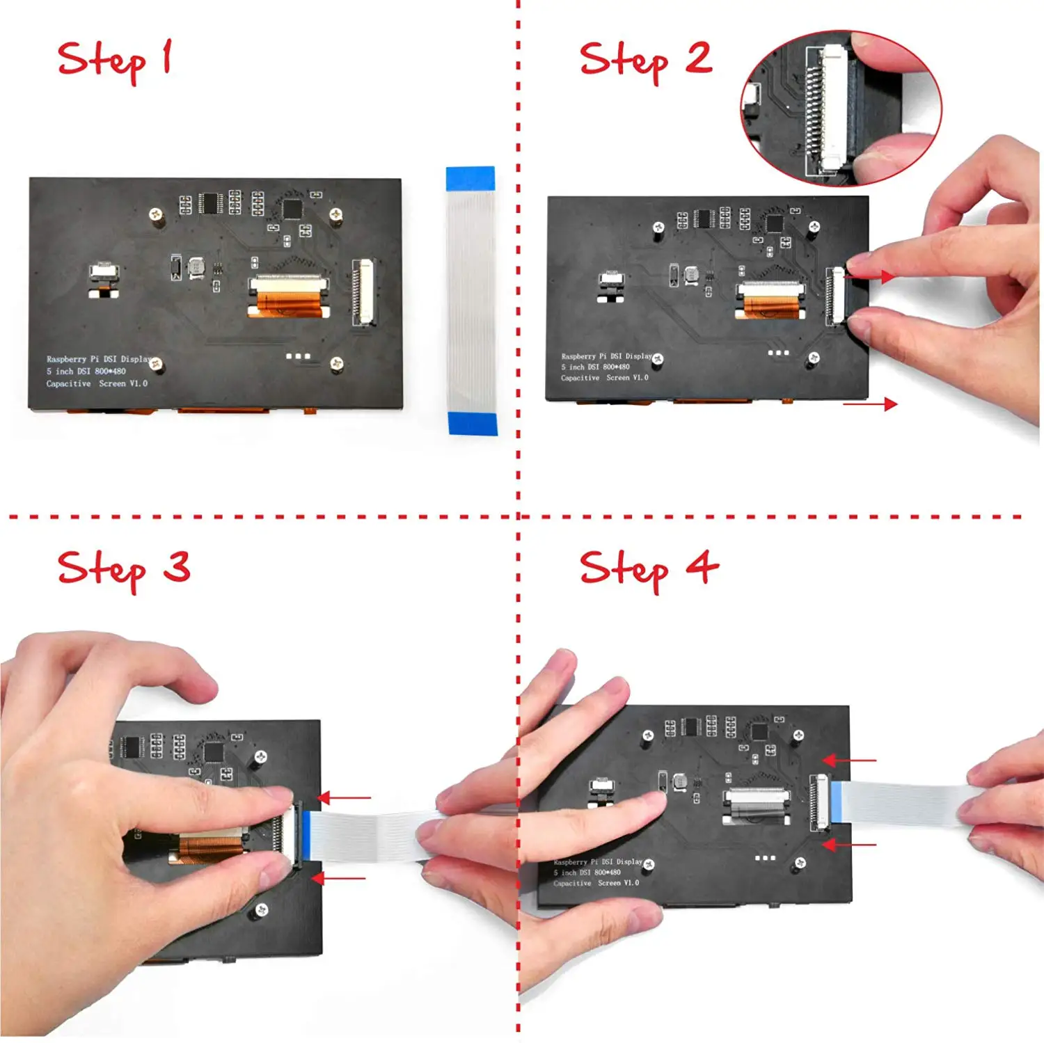 Imagem -05 - Tela de Toque Capacitivo para Raspberry pi Raspberry pi Mipi Dsi Display Lcd 800x480 4b 3b Mais Novo em