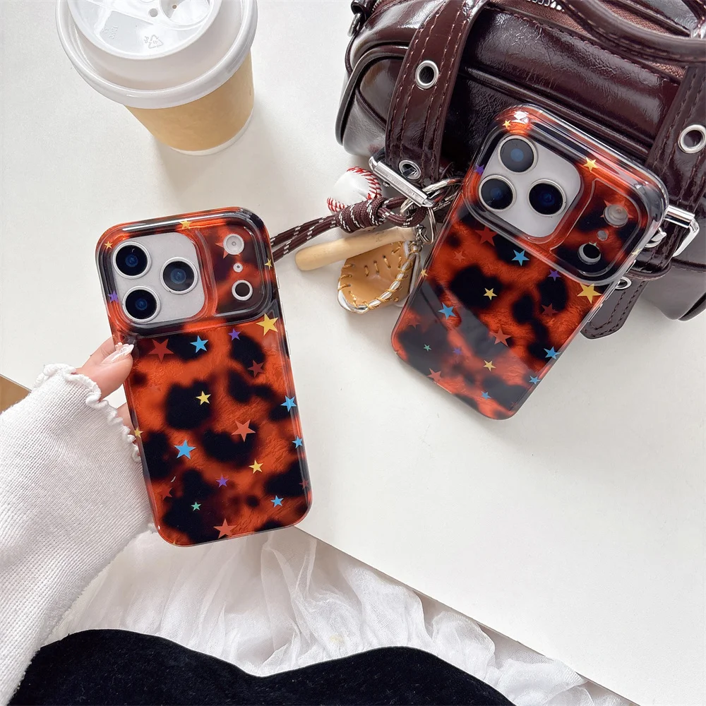 

The new Korean star leopard print fashionable phone case is suitable for iPhone 17/13/14/15/16 Pro Max, with all inclusive anti