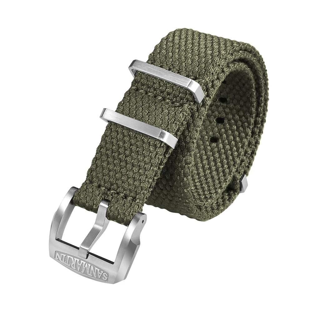 San Martin Flachsarmband, hochwertiger Militärstil, geeignet für 20 mm 22 mm Universal-Armband, 316L-Schnalle, Uhrenteile 5