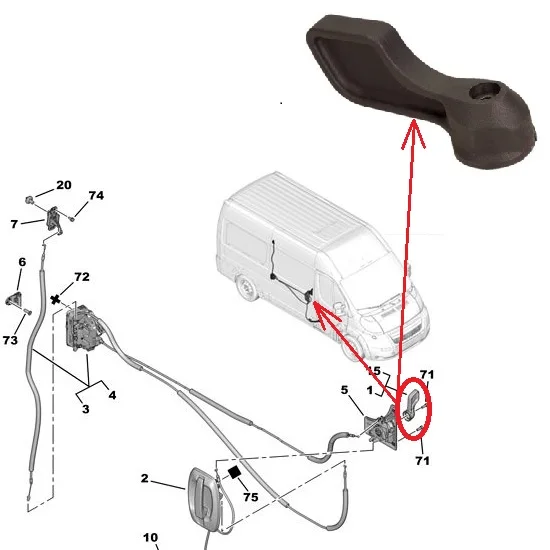 RIGHT SLIDING DOOR INSIDE OPEN HANDLE BOXER-JUMPER-DUCATO 2006- 9143.T3-9143.N4-735539555