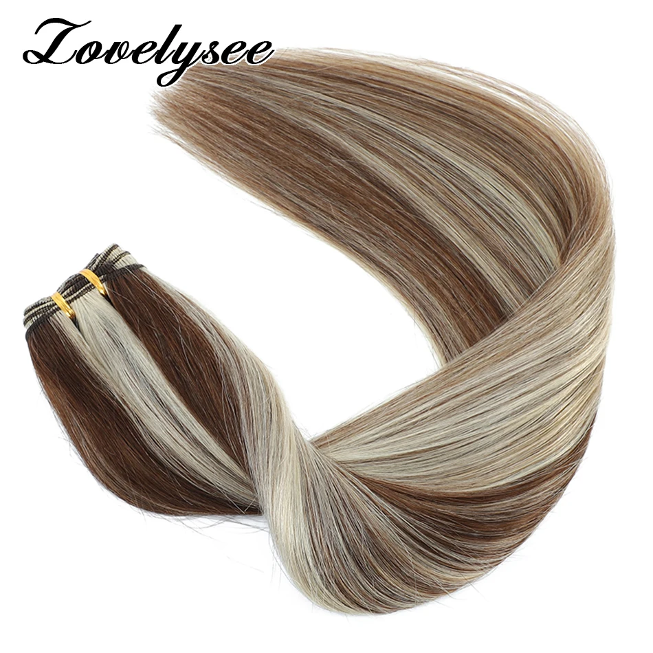 Lovelysee-Pacotes de trama de cabelo humano reto para mulheres, extensão de cabelo remy europeu, tece cabelo encaracolado natural, 50 g