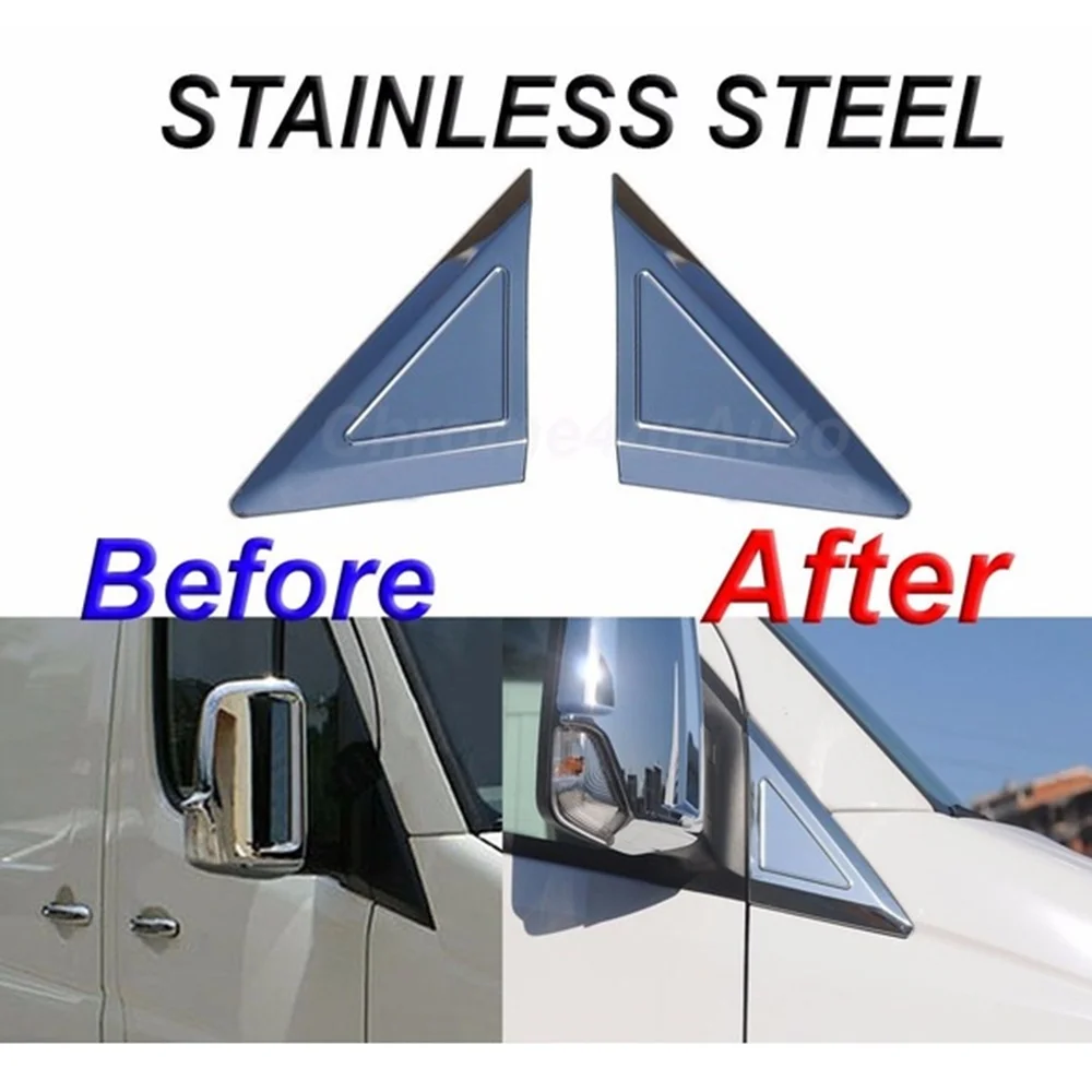 For Mercedes Sprinter W907 Chrome Butterfly Glass Place 2 Pcs(1 Set) 2018 And Up . Stainless Steel. A + Quality. Car Accessory