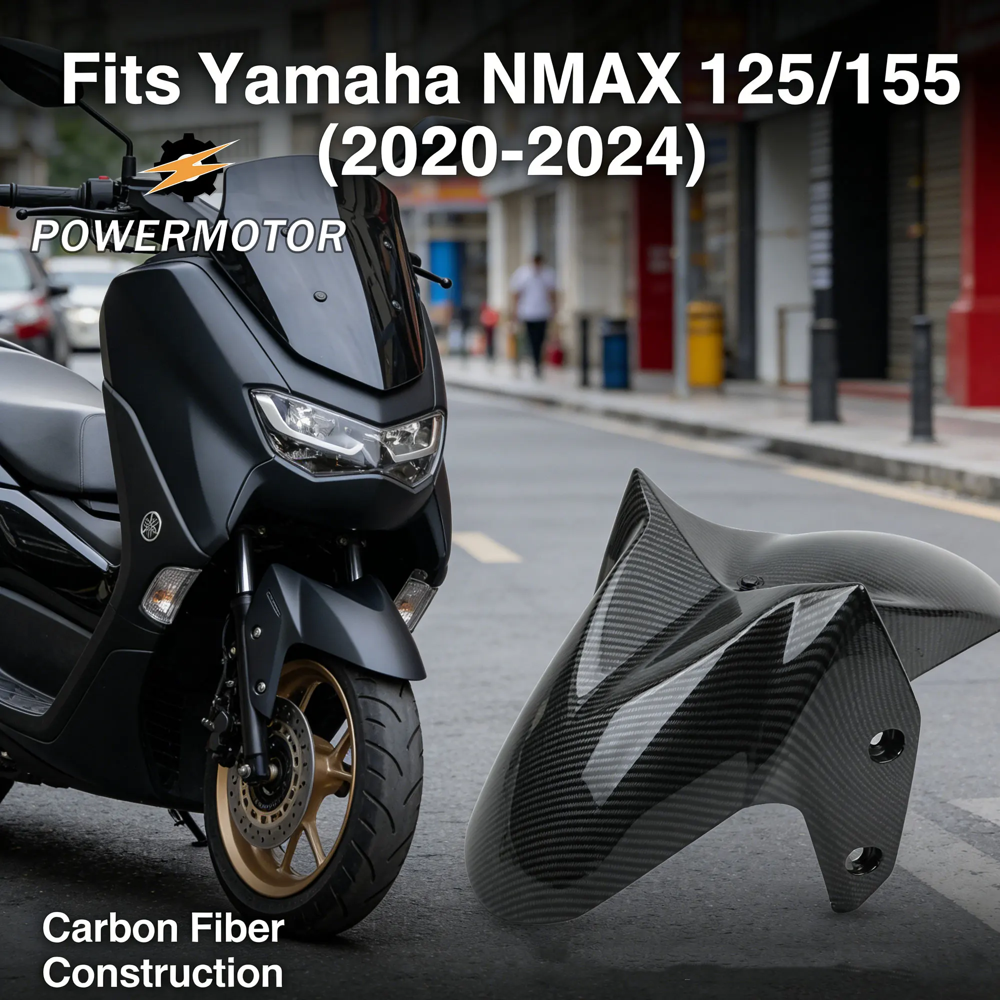 

For Yamaha NMAX Motorcycle Front Fender Carbon Fiber Pattern Modified 125 155 2020‑2024 Scooter Mudguard Protective Accessories