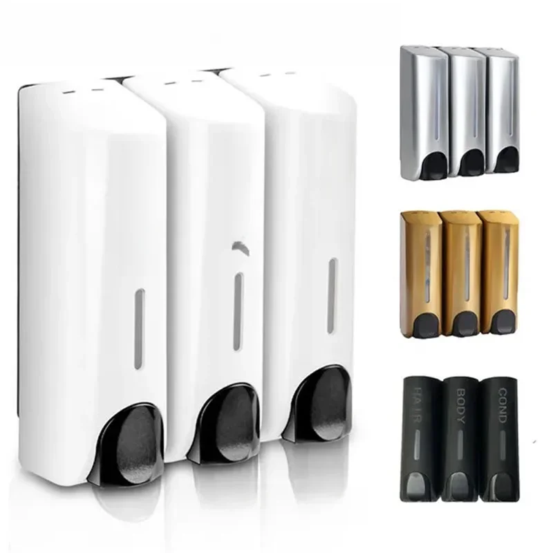 Triple 350ml Hand Drücken Seife Spender Wand-mount Dusche Gel Bad Shampoo Dispenser Flüssigkeit