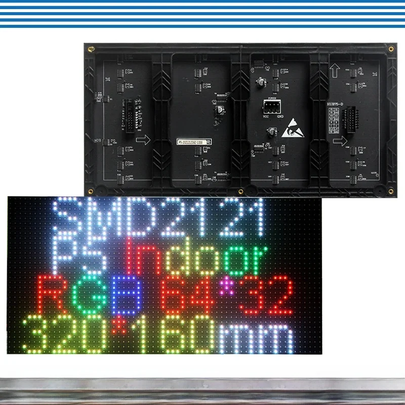 Moduł panel wyświetlacza LED P5 320 wewnętrzny * 160mm 64*32 piksele 1/16 skanowanie SMD2121(SMD2020) pełnokolorowy moduł panel wyświetlacza LED P5 — zdjęcie 2