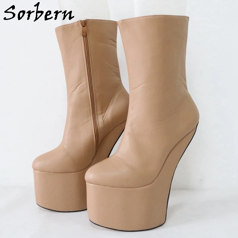 Sorbern 20Cm Hoof Heelless Ankle Boots For Women Platform Shoes Cosplay Unisex Dragqueen Booty Extreme High Heels Vamp Cos Shoes