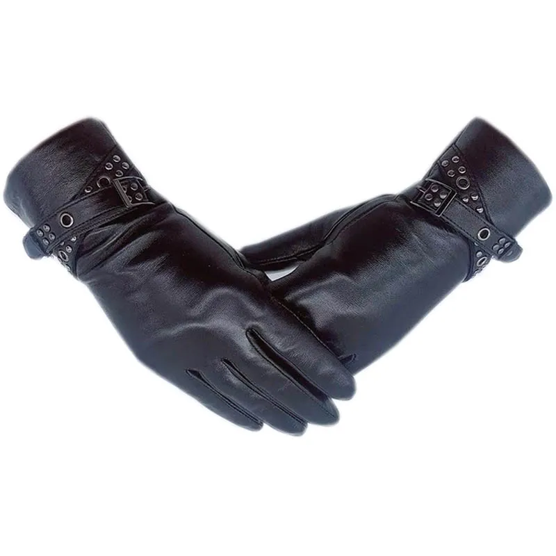 

Winter women's genuine leather fashion leather gloves new style warm and comfortable driving and riding winter women's sheepskin