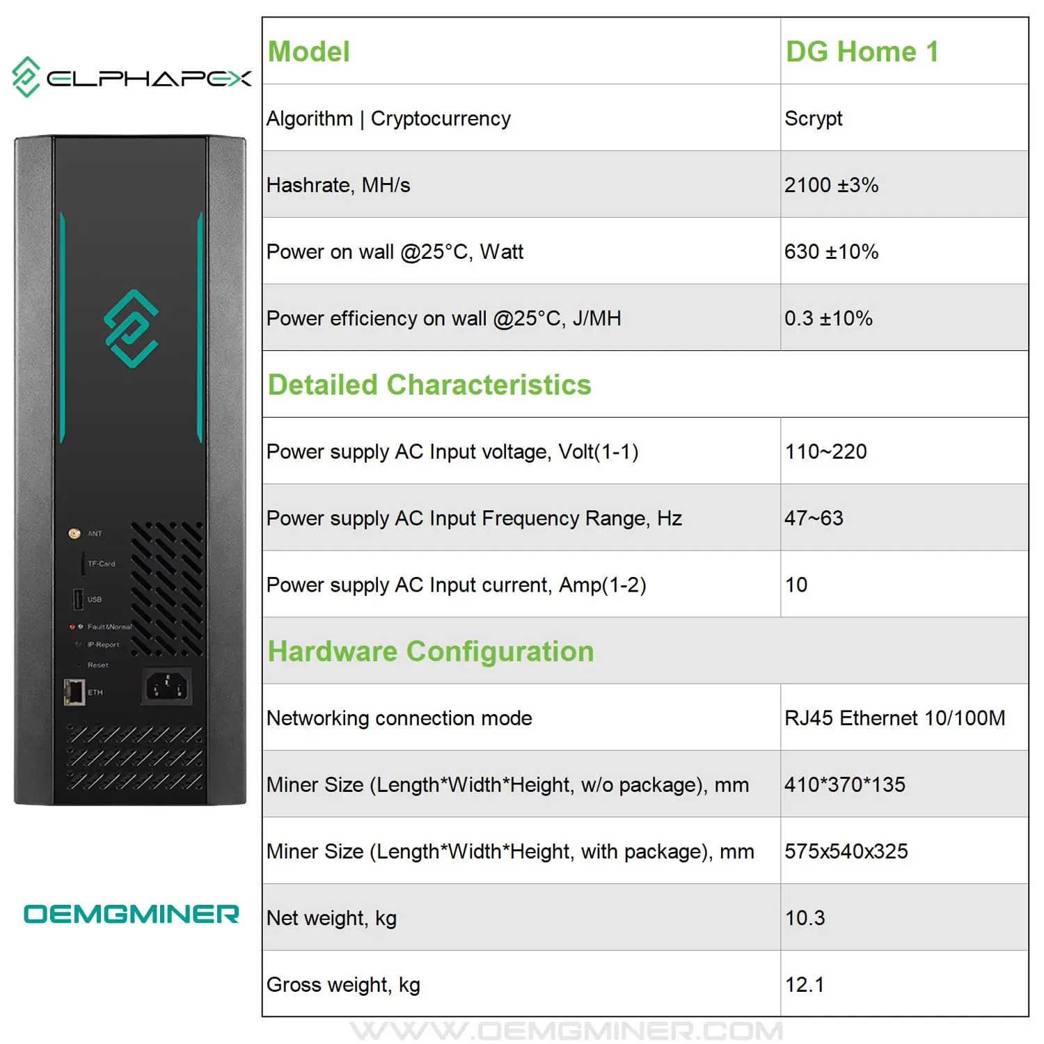 

P. READY TO SHIP BUY 5 GET 3 FREE ElphaPex DG Home 1 2100MH/s 630W LTC/Doge Scrypt Miner