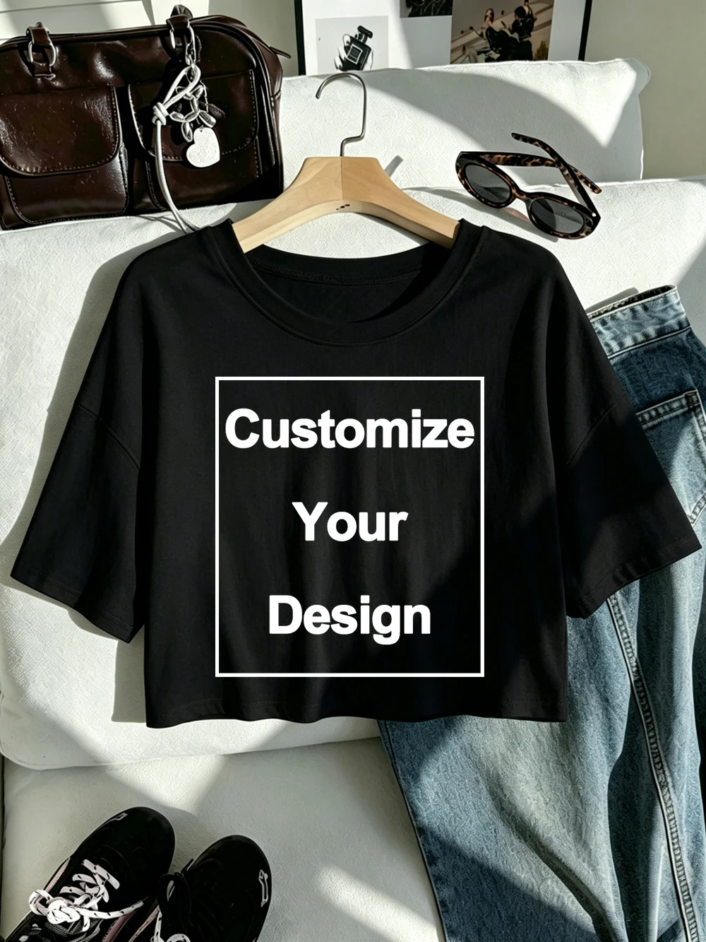 Customization T-shirts For Women Men Summer Cotton Crop T Shirts Loose O-Neck Short Sleeves Tops Casual DIY Logo/Graphic Clothes