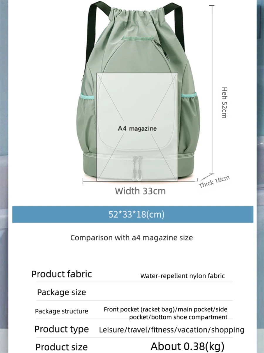Drawstring Backpack Pickleball Paddle Bag Lightweight Sports Gym Sackpack Waterproof Outdoor Hiking Basketball Football Tennis B