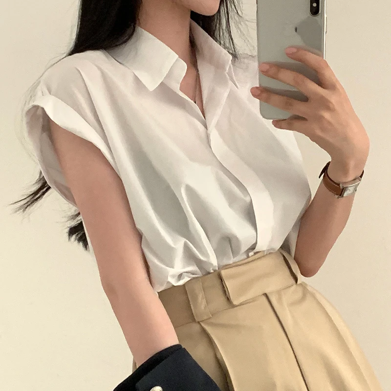 Korean Style BStates Roll-up Cara Half-sleeved Shirt Blouses