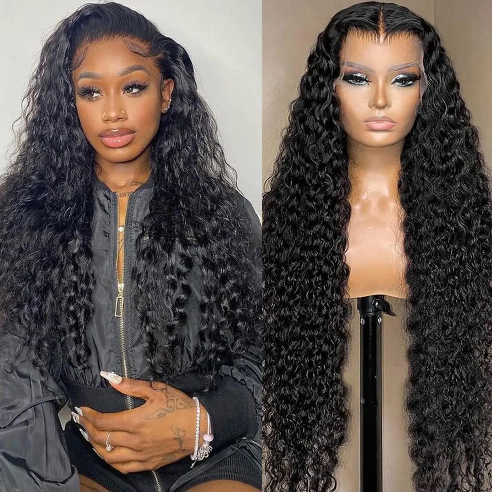 

200 Density Deep Wave Curly Wig Human Hair Brazilian Transparent 13x6 Hd Lace Frontal Wig 30 36 Inch 13x4 Curly Wigs For Women