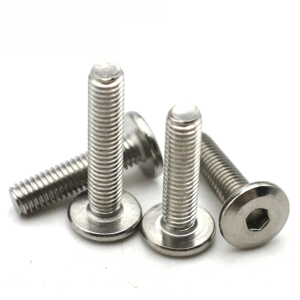 Vis de fixation pour meubles en acier inoxydable 304, tête plate large, bord chanfreiné, vis à six pans creux Allen M3 M4 M5 M6 M8