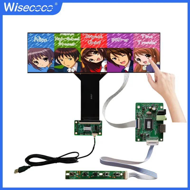 Wisecoco 12.6 Inch Stretch Bar LCD 1920x515 NV126B5M IPS Display Aida64 Secondary Screen Y60 For Raspberry Pi Touch Panel