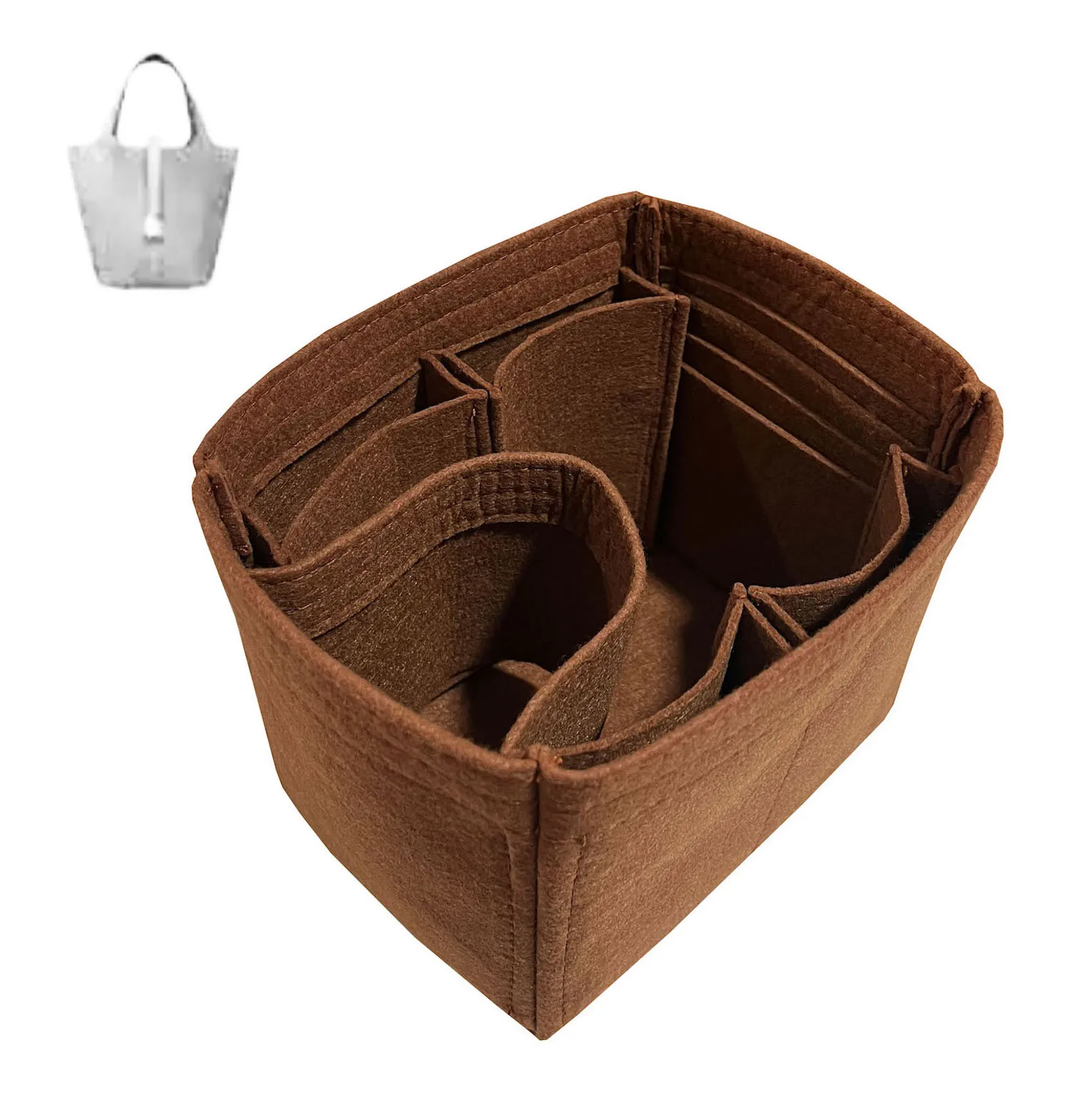 Organizador de bolsas de inserción con tarjetero para H Picotin, Cubo de maquillaje de lujo, almacenamiento de forro de bolso, fieltro Premium hecho a mano, 18, 22, 26