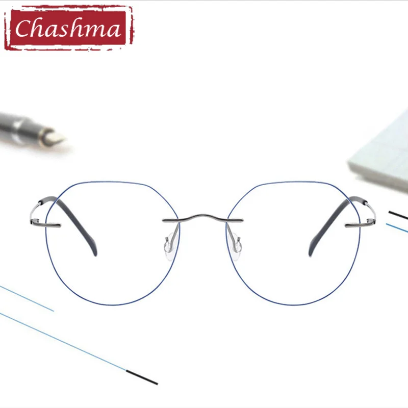 Chashma Prescription Glasses Women Rimless Eyeglasses Frames Pure Titanium Eyewear Men Optical Lenses Flexible Temple Spectacles