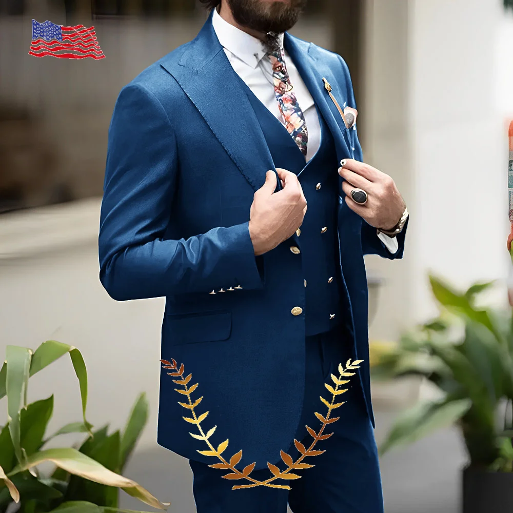 Brown Formal Men\'s Suits For Wedding Party Custom Made Blazer Sets Bridegroom 3-Piece Jacket+Pants+Vest Costume Homme