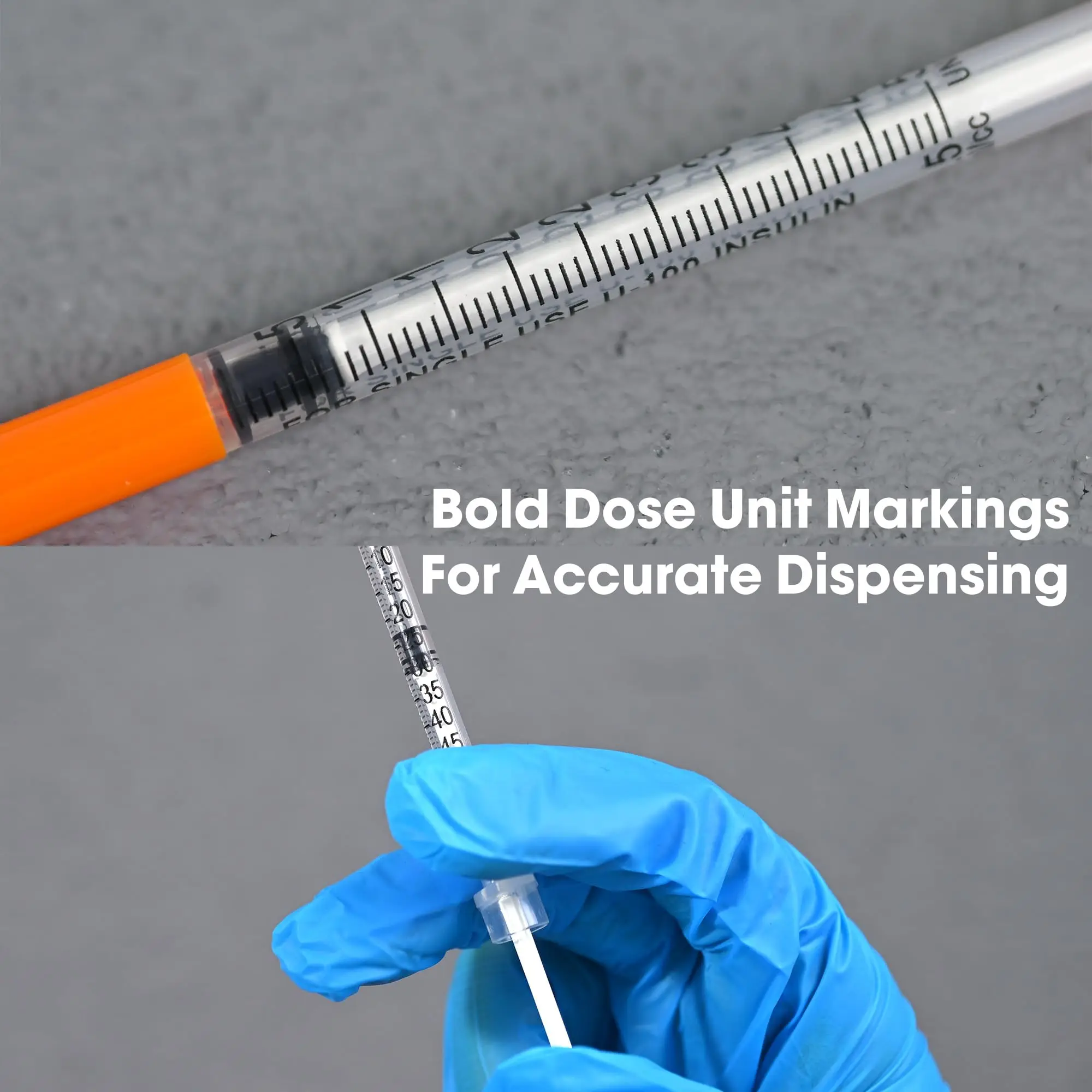 0.5ml Plastic Manual Insulin Syringe Individually Wrapped for Pets Veterinary Use, 100PCS/box