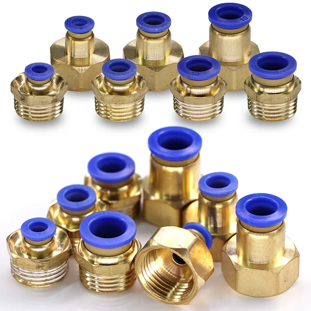Adaptateur de tuyau traversant en laiton, 6-16mm, 1/2 pouces, mâle et femelle, raccords de tubes pneumatiques, insertion rapide, verrouillage coulissant, Joint de tuyau d'irrigation de jardin