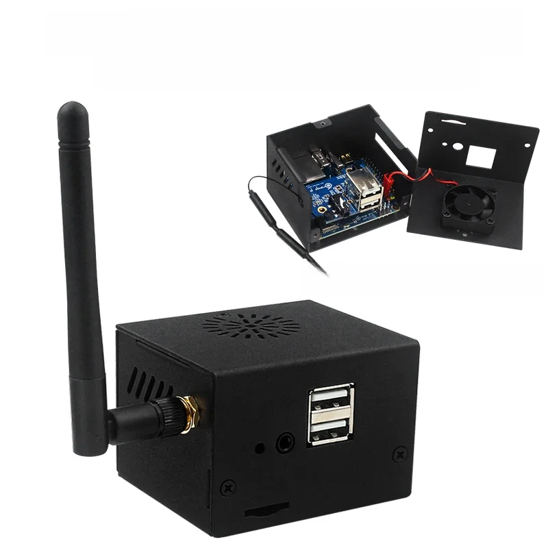 Orange Pi Zero 3 Metal Case Aluminum Alloy Shell with Cooling Fan Support Install Antenna for OPI Zero 3 1GB 2GB 3GB 4GB
