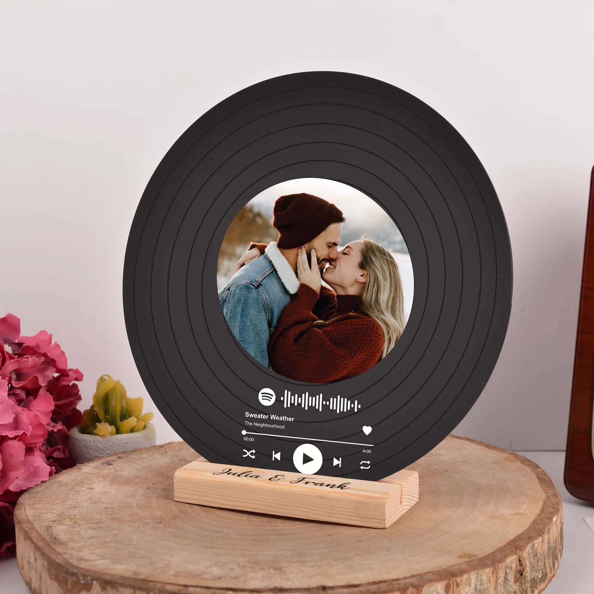 

Personalized Custom Music Plaque with Solid Wood Acrylic Glass Song Board Singers Qr Album Gift Boyfriend Girlfriend Anniversary