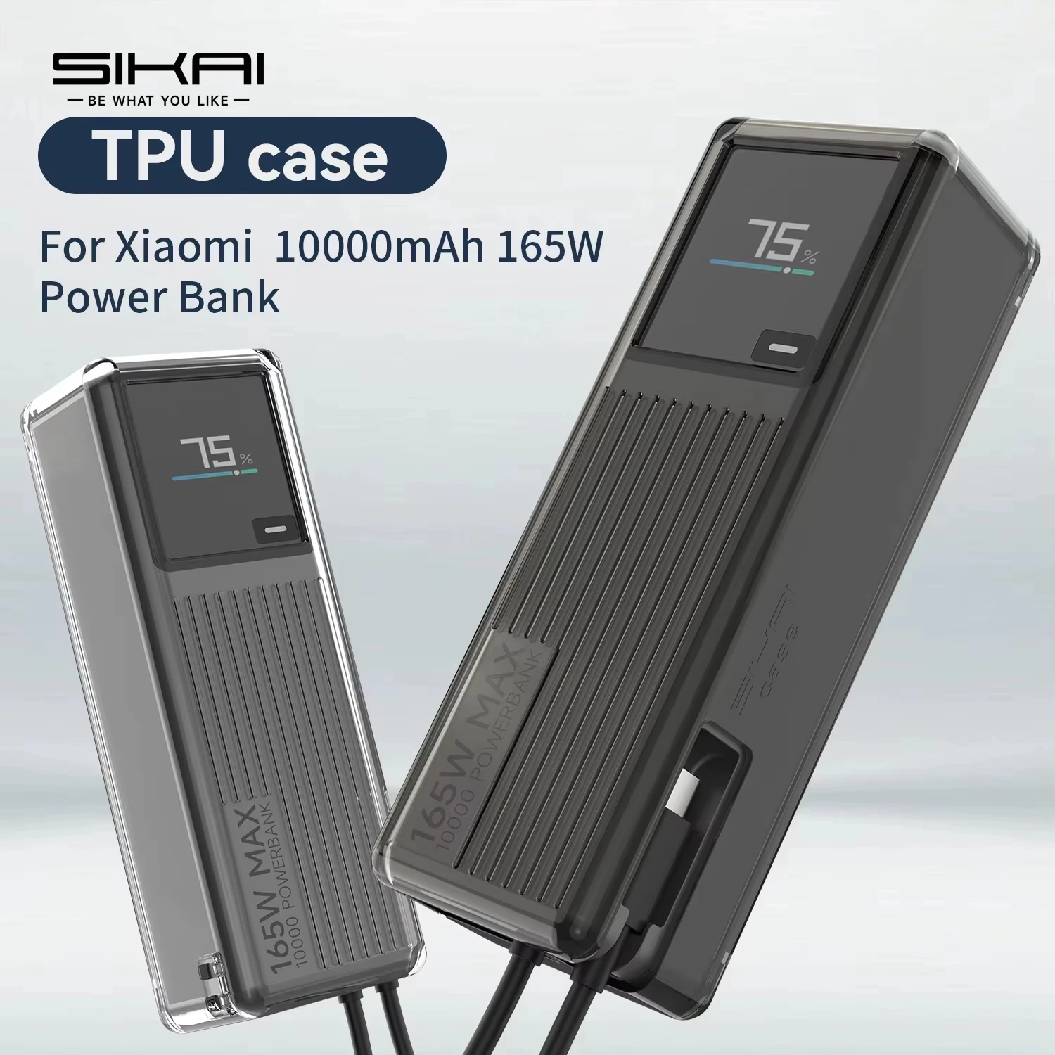 Capa de Silicone SIKAI para Power Bank Xiaomi 165W 10000mAh PB1165MI, Capa Protetora para Carregador Portátil, à Prova de Choque